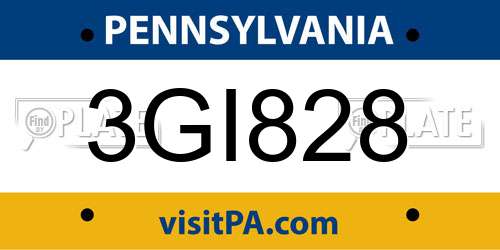 3GI828 Pennsylvania License Plate