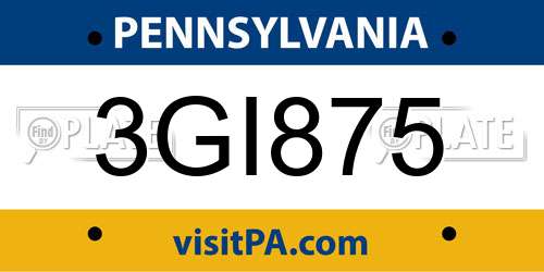 3GI875 Pennsylvania License Plate