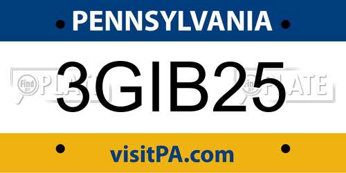 3GIB25 Pennsylvania License Plate