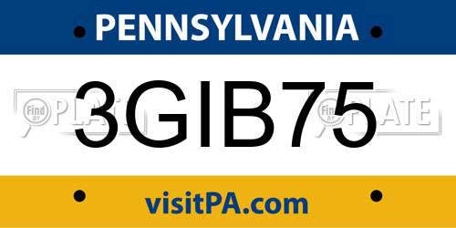 3GIB75 Pennsylvania License Plate