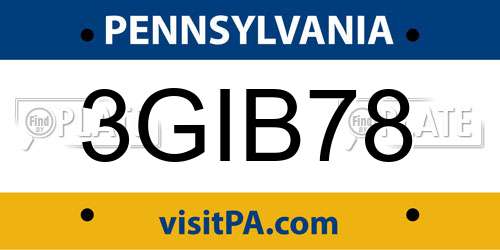 3GIB78 Pennsylvania License Plate
