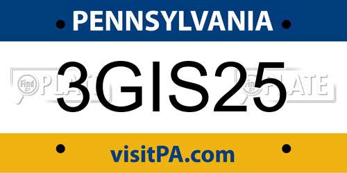 3GIS25 Pennsylvania License Plate