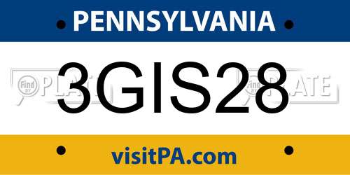 3GIS28 Pennsylvania License Plate