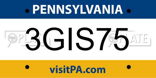 3GIS75 Pennsylvania License Plate