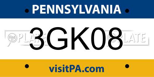 3GK08 Pennsylvania License Plate