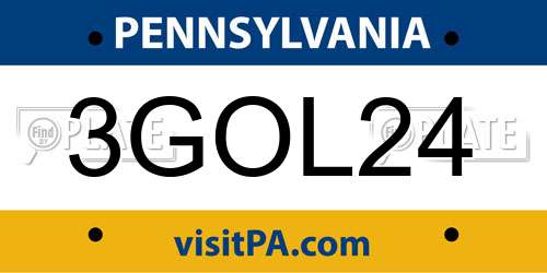 3GOL24 Pennsylvania License Plate