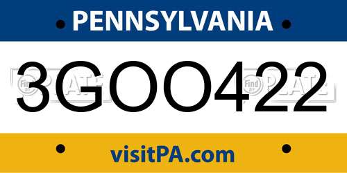 3GOO422 Pennsylvania License Plate