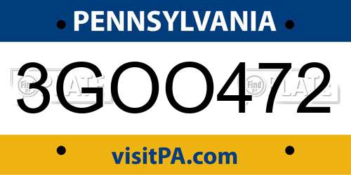 3GOO472 Pennsylvania License Plate