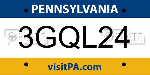 3GQL24 Pennsylvania License Plate