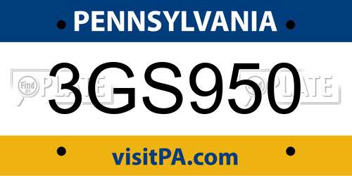 3GS950 Pennsylvania License Plate