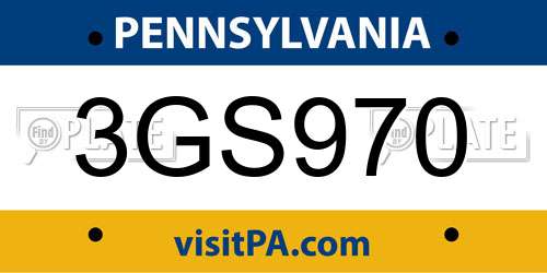 3GS970 Pennsylvania License Plate