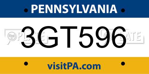 3GT596 Pennsylvania License Plate
