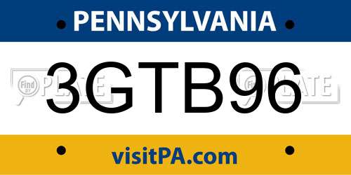 3GTB96 Pennsylvania License Plate