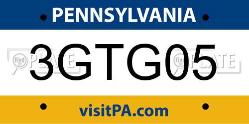 3GTG05 Pennsylvania License Plate