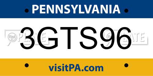 3GTS96 Pennsylvania License Plate