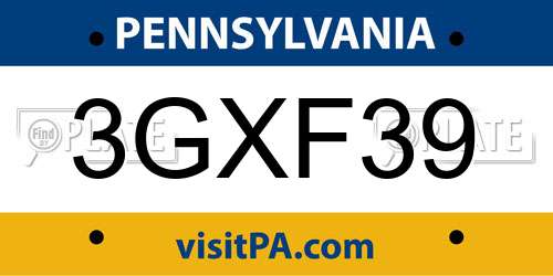 3GXF39 Pennsylvania License Plate