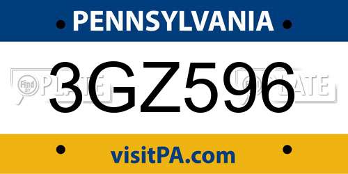 3GZ596 Pennsylvania License Plate