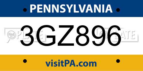 3GZ896 Pennsylvania License Plate