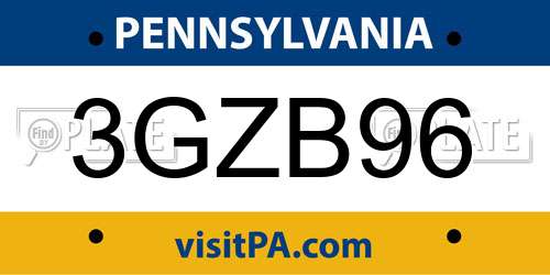 3GZB96 Pennsylvania License Plate