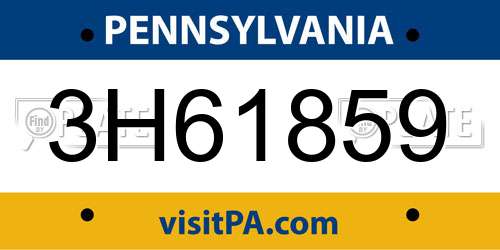 3H61859 Pennsylvania License Plate