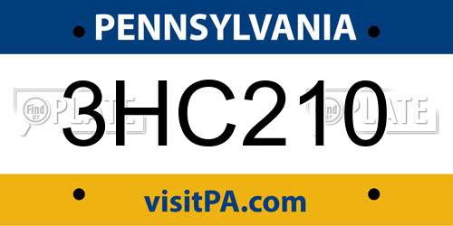 3HC210 Pennsylvania License Plate