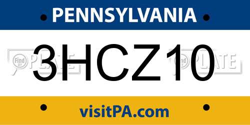3HCZ10 Pennsylvania License Plate