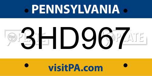 3HD967 Pennsylvania License Plate