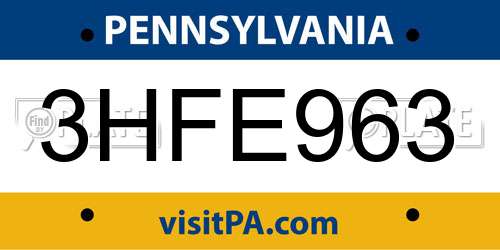 3HFE963 Pennsylvania License Plate