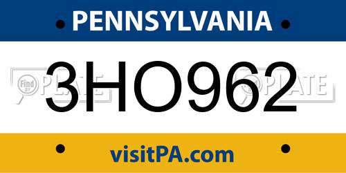 3HO962 Pennsylvania License Plate
