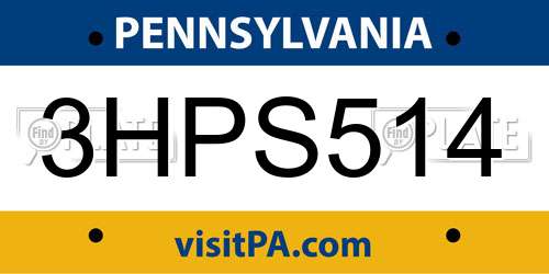 3HPS514 Pennsylvania License Plate