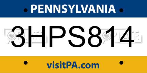 3HPS814 Pennsylvania License Plate