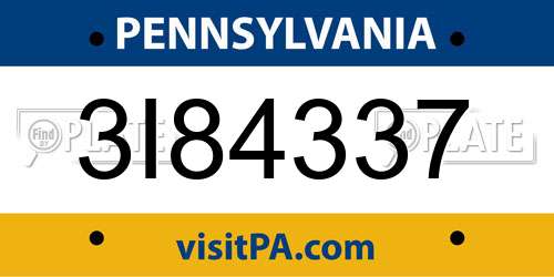3I84337 Pennsylvania License Plate