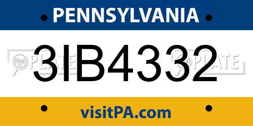 3IB4332 Pennsylvania License Plate