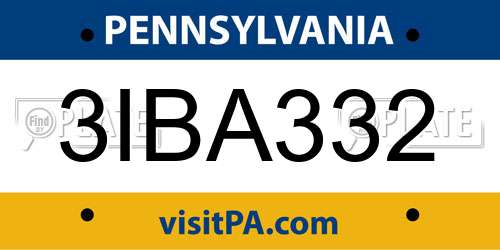 3IBA332 Pennsylvania License Plate