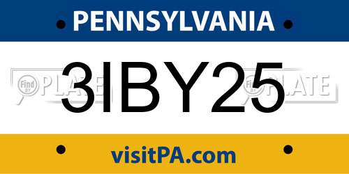3IBY25 Pennsylvania License Plate