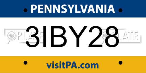 3IBY28 Pennsylvania License Plate