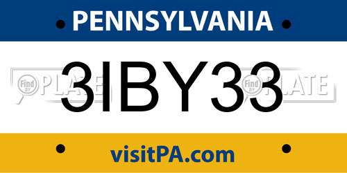 3IBY33 Pennsylvania License Plate