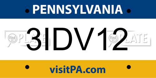 3IDV12 Pennsylvania License Plate