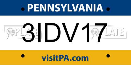 3IDV17 Pennsylvania License Plate
