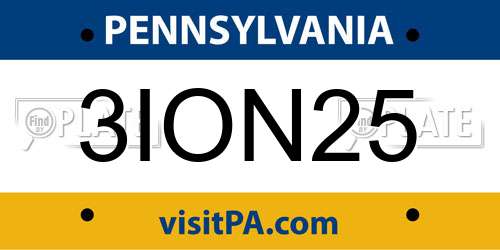 3ION25 Pennsylvania License Plate