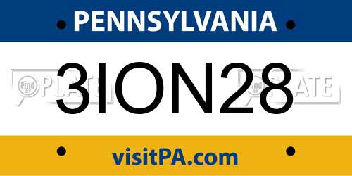 3ION28 Pennsylvania License Plate