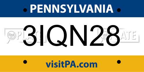 3IQN28 Pennsylvania License Plate