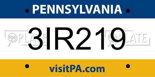 3IR219 Pennsylvania License Plate