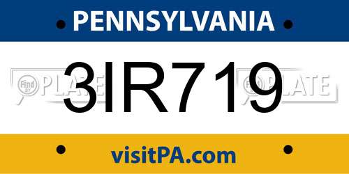 3IR719 Pennsylvania License Plate