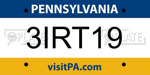 3IRT19 Pennsylvania License Plate