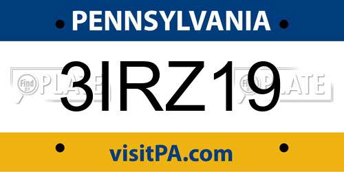 3IRZ19 Pennsylvania License Plate