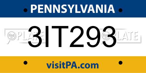 3IT293 Pennsylvania License Plate