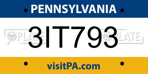 3IT793 Pennsylvania License Plate