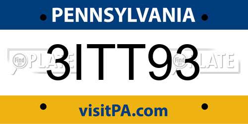 3ITT93 Pennsylvania License Plate