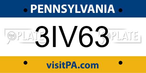 3IV63 Pennsylvania License Plate